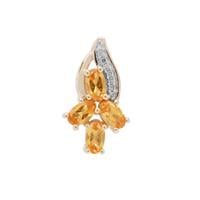 Mandarin Garnet Pendant with Diamond in 9K Gold 1.29cts