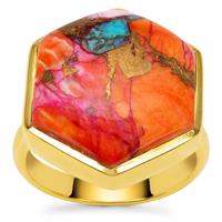 Multi-Color Oyster Copper Mohave Turquoise  Ring in Gold Plated Sterling Silver 15.35cts