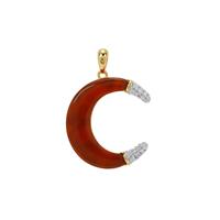 Red Onyx Pendant with White Zircon in Gold Plated Sterling Silver 5.50cts