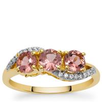 Lotus Tourmaline Ring with White Zircon in 9K Gold 1.25cts