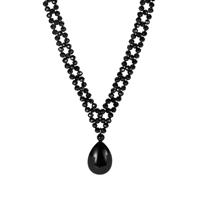 Black Onyx Necklace with Black Spinel in Sterling Silver 93.80cts