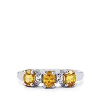 Ambilobe Sphene Ring with White Topaz in Sterling Silver 1.18cts