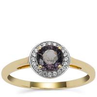 Burmese Silver Spinel Ring with White Zircon in 9K Gold 0.90ct