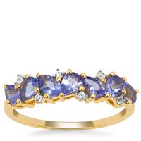 AA Tanzanite Ring with White Zircon in 9K Gold 1.10cts