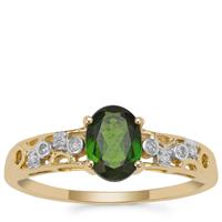 Chrome Diopside Ring with Diamond in 9K Gold 0.91ct