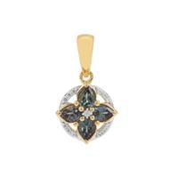 East African Colour Change Garnet Pendant with White Zircon in 9K Gold 0.70ct