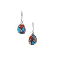 Multi-Colour Oyster Copper Mojave Turquoise Earrings in Sterling Silver 18.50cts