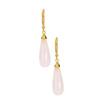 Morganite Earrings in Gold Tone Sterling Silver 18cts