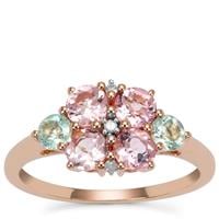 Cherry Blossom™ Morganite, Aquaiba™ Beryl Ring with Diamond in 9K Rose Gold 1.20cts