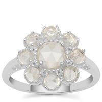 Rose Cut Plush Diamond Sunstone Ring in Sterling Silver 1.71cts