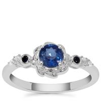 Nilamani, Thai Sapphire Ring with White Zircon in Sterling Silver 0.68ct