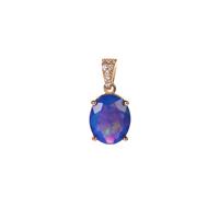 Ethiopian Paradise Blue Opal Pendant with White Zircon in 9K Gold 2.16cts