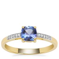 AA Tanzanite Ring with White Zircon in 9K Gold 0.75ct