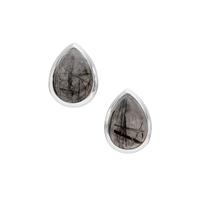 Sierra Leone Black Rutilite Quartz Earrings in Sterling Silver 5cts