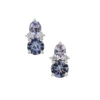 Tanzanite Earrings with White Zircon in Sterling Silver 1.15cts