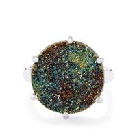 Spectropyrite Drusy Ring in Sterling Silver 11cts