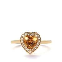 Kaduna Canary and White Zircon Heart Ring in 9K Gold 2.09cts