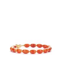 Type A Burmese Red Jadeite Bracelet in Gold Tone Sterling Silver 61cts