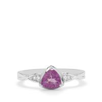 Ilakaka Hot Pink Sapphire Ring with White Zircon in Sterling Silver 1.10cts (F)