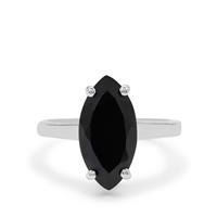Black Spinel Ring in Sterling Silver 5.40cts