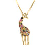 Multi Colour Sapphire Pendant Necklace in Gold Plated Sterling Silver 1.15cts