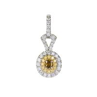 White, Yellow and Green Diamond Pendant in 14K Two Tone Gold 0.73ct