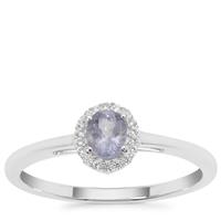 Cuprian Tourmaline Ring with White Zircon in Sterling Silver 0.48ct