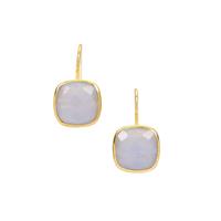 Blue Lace Agate Earrings in Gold Plated Sterling Silver 12.20cts