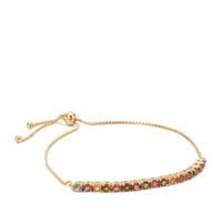 Rainbow Tourmaline Slider Bracelet in Gold Plated Sterling Silver 2.05cts