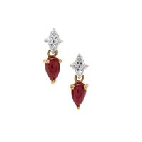 Greenland Ruby Earrings with Canadian Diamond in 9K Gold 0.75cts