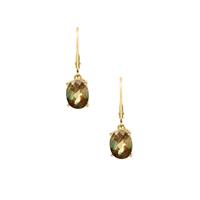 Green Andesine Earrings in 9K Gold 3.37cts