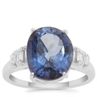 Hope Topaz Ring with White Zircon in Sterling Silver 6.77cts