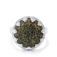 Fossil Black Coral Ring in Sterling Silver 9.30cts