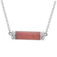 Pink Opal Necklace with White Zircon in Sterling Silver 5.70cts