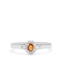 Songea Multi Sapphire Ring with White Zircon in Sterling Silver 0.30ct