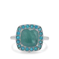 Grandidierite Ring with Neon Apatite in Sterling Silver 4.50cts