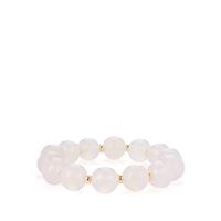 White Onyx Stretchable Bracelet in Gold Tone Sterling Silver 165.50cts
