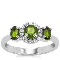 Chrome Diopside Ring with White Topaz in Sterling Silver 1.22cts