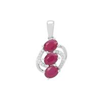 Kenyan Ruby Pendant with White Zircon in Sterling Silver 3cts
