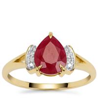 Burmese Ruby Ring with Diamond in 9K Gold 2cts