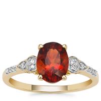 Madeira Citrine Ring with White Zircon in 9K Gold 1.60cts
