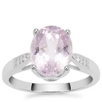 Minas Gerais Kunzite Ring with White Zircon in Sterling Silver 4.55cts