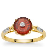 Lehrer TorusRing Rajasthan Garnet Ring with Diamond in 9K Gold 1.85cts
