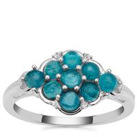 Neon Apatite Ring with White Zircon in Sterling Silver 1.48cts
