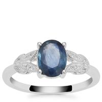 Kanchanaburi Sapphire Ring with White Zircon in Sterling Silver 1.45cts