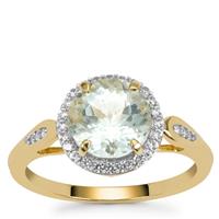 Aquamarine Ring with White Zircon in 9K Gold 2.15cts