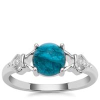 Neon Apatite Ring with White Zircon in Sterling Silver 1.82cts