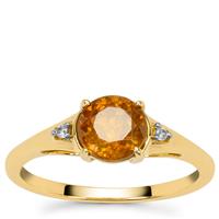 Sphalerite Ring with White Zircon in 9K Gold 1.55cts