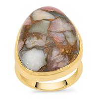 Copper Mojave Pink Opal Ring in Gold Plated Sterling Silver 20cts