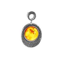 Baltic Cognac Amber (18mm) Pendant  in Sterling Silver